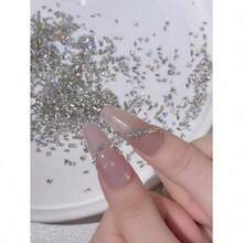 (100pcs/200Pcs Mixed Pack) Beveled Flat Bottom Transparent White Tiny Small Size 5A Cubic Zirconia Assorted Sparkling Nail Art Rhinestone Nail Supplies Nails Nail Charms Nail Gems - 白色 - 查看 7