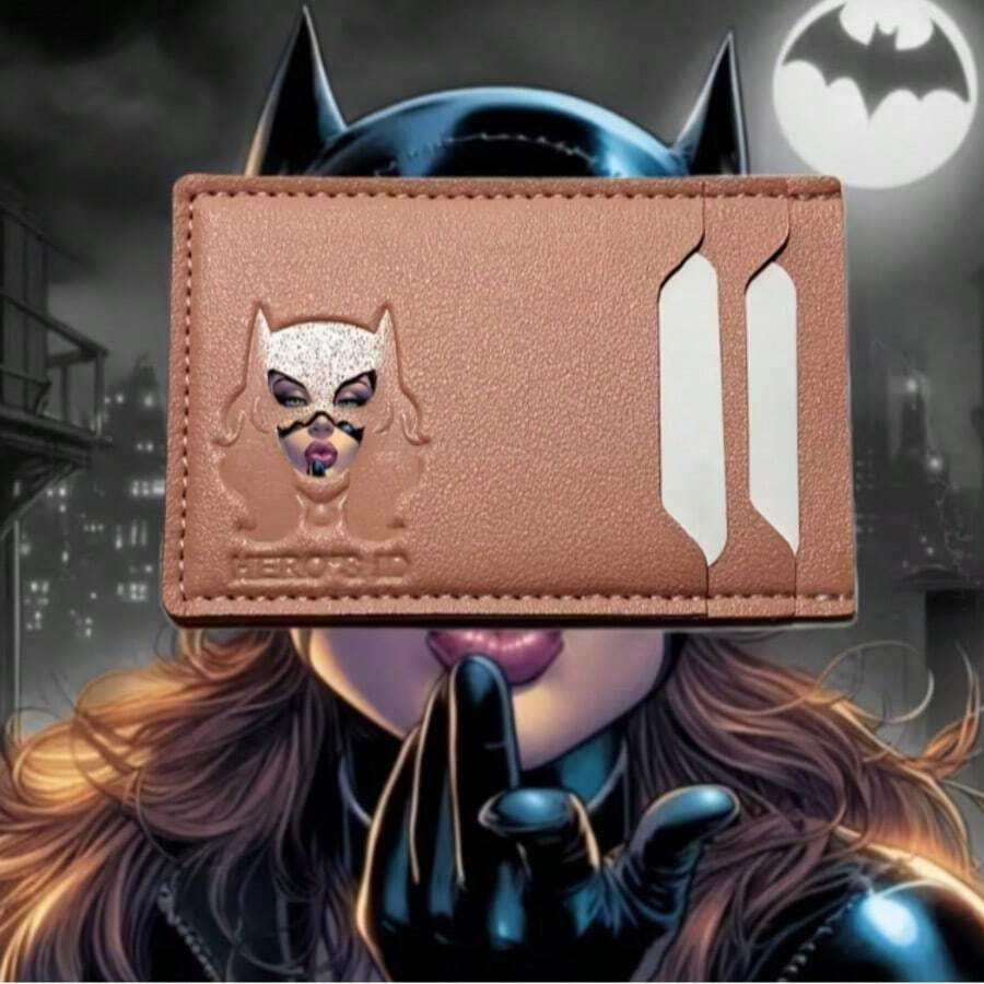 Warner Bros 华纳兄弟蝙蝠侠卡包，超级英雄主题，超薄简约，可用作身份证卡包，男女通用，前袋安全钱包，完美的父亲节礼物，耐用的对折钱包，多卡槽设计。 - 彩色 - 查看 1