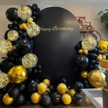 100/50/20pcs Black & Gold 10-Inch Metallic Gold & Black Latex Balloons For Birthday, Retirement, Graduation, New Year Party Decoration - A-1 - View 9