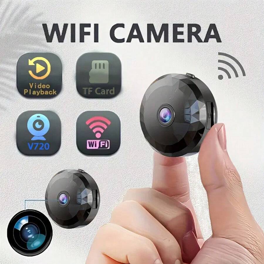 1pc 1080P Full HD Mini Smart WiFi Camera, 2.4G Wireless Connection, Night Vision, Voice Intercom, Remote APP Live View, USB Charging, Easy Installation, Suitable For Home And Office Security Monitoring For Elderly, Nanny And Pets