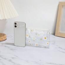 Monedero transparente blanco con crisantemo, bolso de mano minimalista y bonito con diseño floral - Blanco - Ver 4