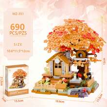 Mini Cherry Blossom Tree House Building Blocks, Buildable Blocks, Collectible Display Item, Everlasting Flowers, Home/Office Decor, Building Blocks Toy, Adult Building Blocks Toy, Wedding Gift, Holiday Gift, Birthday Gift - Four Seasons Treehouse - View 21