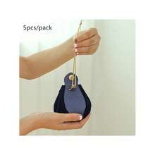 1pc Velvet Gift Packaging Bag, Leather Handle Wedding Candy Pouch, Drawstring Velvet Gift Bag, High-End Wedding Favor Bag - Multicolor - View 12