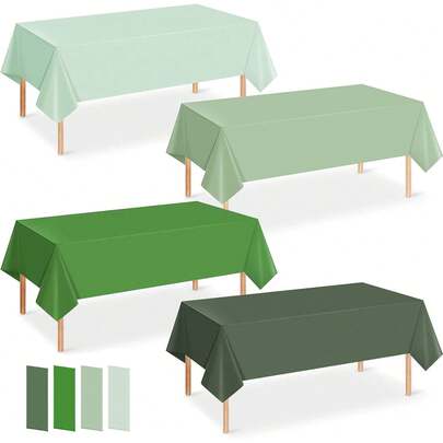 4 chiếc khăn trải bàn nhựa màu xanh lá cây nhạt phối màu, thích hợp cho các bữa tiệc Tết Nguyên Đán, khăn trải bàn dùng một lần hình chữ nhật, dùng cho đám cưới, tiệc cưới hỏi, sinh nhật, lễ tốt nghiệp, trang trí tiệc, khăn trải bàn hình chữ nhật.
