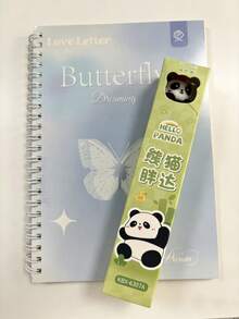 Cuaderno de espiral con diseño de mariposa, cuaderno grueso y lindo tamaño A5, serie minimalista y linda con 12 bolígrafos de colores - Multicolor - Ver 7