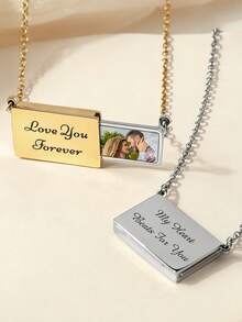 Personalized Heart-Shaped Necklace With Photo, Engraved Heart-Shaped Name Necklace, Minimalist Gift For Mom, Daughter, Couples, Valentine's Day, Birthday, Wedding, Bridesmaid, Jewelry - Multicolor - Style 3 - View 8