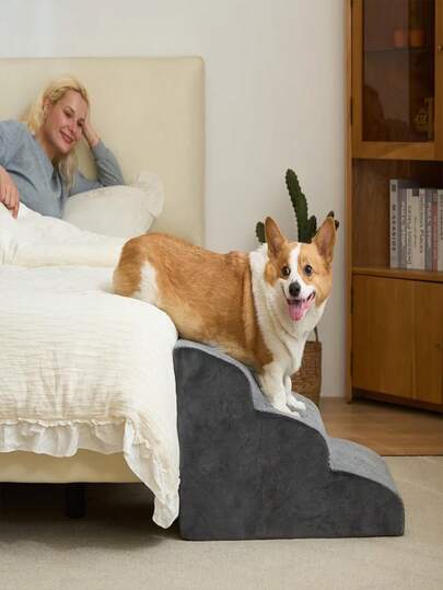 2/3/4-Step Pet Stairs, Suitable For Cats And Dogs, Can Be Used As Bed Ramps, Non-Slip And Durable, Removable And Washable, Applicable For Sofas And Beds. Ideal For Injured, Elderly Pets And Those With Joint Pain, Small Dog And Cat Stairs.