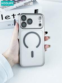 Koolife 1 buc Carcasă de telefon placată cu magnet, Carcasă de telefon rigidă din PC cu film încorporat pentru lentilă, Carcasă de telefon protectoare rezistentă la șocuri pentru iPhone 17/17 Pro/17 Pro Max - Argint - Vizualizare 2