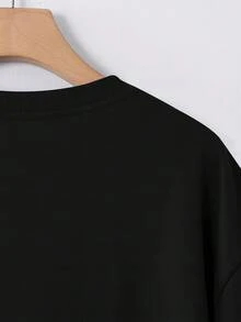 Camiseta para hombre con estilo urbano y estampados de temática motivacional - Negro - Ver 3