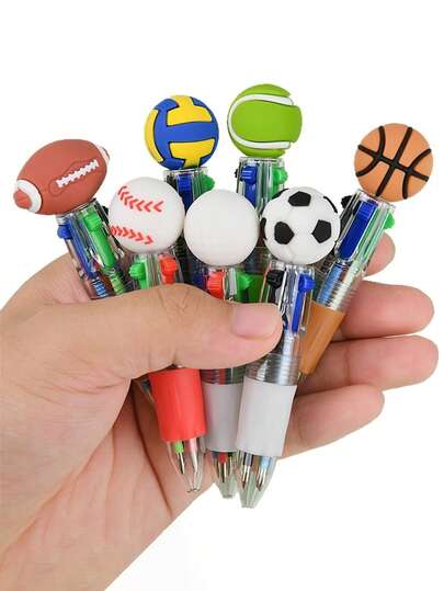 1/3/5pcs Mini Multicolor Pens, 4 Inch - 1pc Cute Pen, Cute Football, Basketball, Rugby Colorful Cartoon Mini Ballpoint Pen, 1 Pen Contains 4 Color Refills, Multicolor Mini Journal Short Pen, Suitable For Diary Writing
