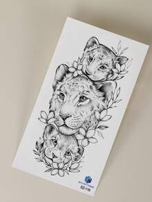 Grands autocollants de tatouage de bras floraux - Motifs d'animaux mignons à la mode Y2K. Tatouages temporaires réalistes et imperméables, convenant pour le DIY, les conventions d'anime, les carnavals, les festivals de musique, la Saint-Valentin, les fêtes, les cadeaux. Convient pour la cuisse, la poitrine, l'abdomen, le dos, l'épaule, le cou, la clavicule, la peau du corps. - Noir - Voir 2