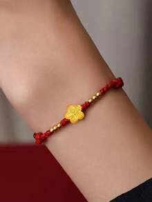 红色幸运桃花手链，百搭手工手链，送朋友、女友的礼物 - 金紅桃花 - 查看 2