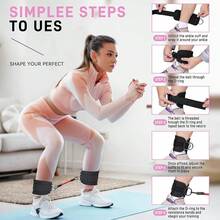 6pcs Set - Resistance Band Set With Ankle Straps, Padded Fitness Ankle Straps, Hip And Leg Workout Equipment For Women, Adjustable Wrist Cuff And Shoulder Strap For Hip Kick, D-Ring Compatible With Cable Machine Gym Foot Training Support - Multicolor - View 3