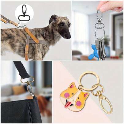 10pcs/Bag Oval Ring Bags, Webbing Buckles, Rope Buckles, Work Certificates, Metal Rotating Lobster Buckles, Dog Leash Accessories, Bag Strap Fastening Clips, Certificate Strap Accessories, DIY Key Ring Making Parts For Shoulder Straps, Bags And Wallets