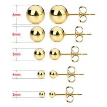 10pcs/Pack Stainless Steel Round Ball Stud Earrings (With Butterfly Earring Backs 4.5x6.5mm), Minimalist Versatile Unisex Hypoallergenic Titanium Earrings, DIY Jewelry Accessories - Bead Earrings - View 4