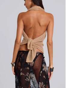 Damen Sommer Cover-Up Top, sexy halbtransparent einfarbig mit asymmetrischem Saum, 2026 Frühling/Sommer Neu, lässig, Strand, Date, Geburtstagsparty, Unabhängigkeitstag, Ostern, Sommer, sexy Strandmode Urlaub - Champagnerfarben - Übersicht 9