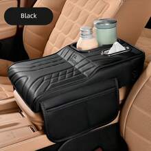 Car Armrest Box Pad With Tissue Box, Storage Bag And Cup Holder, Integrated Armrest Storage Solution, Car Center Console Height Enhancer, Stable Armrest Box - Multicolor - View 9