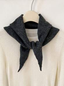 1pc Women's Pure Wool Knitted Triangle Scarf, Solid Color Multi-Wear Warm Neck Warmer Shawl, Minimalist Autumn/Winter Layering Accessory - Multicolor - View 20
