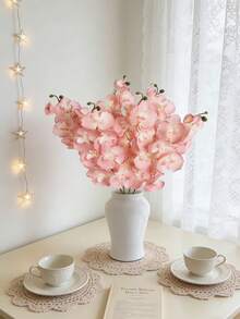 6支2.23英尺（约68厘米）长的仿真粉色蝴蝶兰，8个花头，丝绸材质，适用于客厅、家居花园、婚礼、浪漫派对装饰、DIY月亮花环、情人节、母亲节、生日礼物、春节、送给女友或女性的礼物 - 粉色 - 查看 8