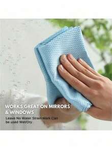 6 Pcs Ultra-Fine Fiber Glass Cleaning Cloths, Lint-Free For Windows, Cars, Kitchen & Mirrors, Scratch-Free, Reusable Scale Cloths For Polishing (Random Color) - Fish Scale Shape - View 4