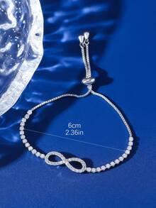 1pc Elegant Minimalist Infinity Symbol Shiny Cubic Zirconia Women/Girls Chain Bracelet, Ideal For Daily Wear, Wedding & Graduation Season - Multicolor - View 5