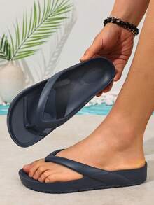 Chanclas con soporte de arco para hombres, sandalias de playa casuales, material EVA para exteriores, pantuflas tipo chancla de moda, adecuadas para exteriores, hogar y todas las estaciones, verano - Azul Marino - Ver 7