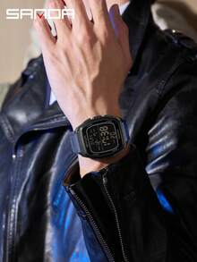 SANDA. Reloj electrónico de moda para hombre SANDA 9080, multifunción, alarma, luminoso, resistente al agua, a prueba de golpes, reloj deportivo y casual - Azul - Ver 4