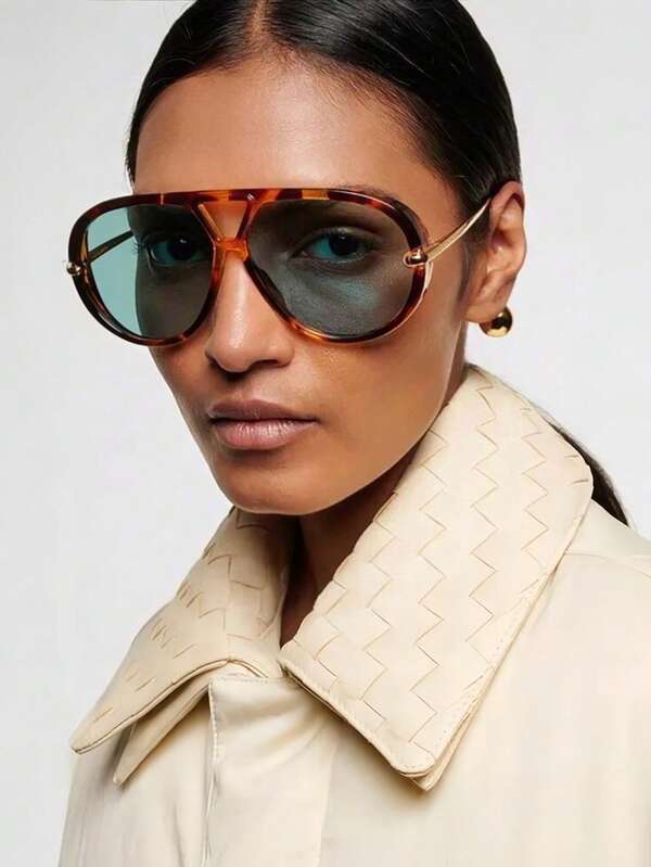 1pc Fashionable Oversized Beach Vacation Retro Fashion Glasses