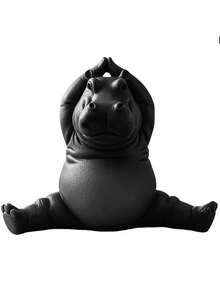 3件套河马摆件 - 耐用塑料河马雕塑，适合室内/室外摆放，宁静的动物桌面装饰，可爱的卡通河马设计 - 非常适合瑜伽馆装饰，是送给瑜伽爱好者的理想礼物（河马雕像） - A - 查看 5