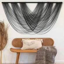 Colgante de pared de macramé grande teñido en marrón de 59.00" de ancho x 31.00" de largo, decoración de pared bohemia, tapiz de hilo, artesanía, decoración de pared de macramé para el hogar - Multicolor - Ver 13