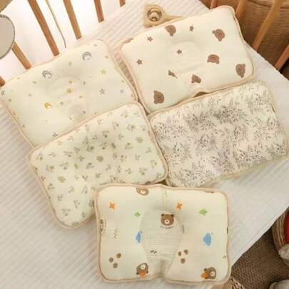 1个柔软透气防扁头新生儿枕头，适用于0-3岁宝宝