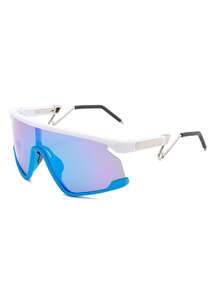 Lunettes de vélo cyberpunk, monture large à verres d'une seule pièce, branches en métal léger. Lunettes de sport fonctionnelles pour le cyclisme, la course et les activités de plein air pour hommes - Multicolore - Voir 15