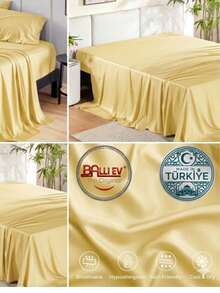 Hotel Quality Luxury Flat Sheet – Wrinkle-Free Solid Blue Bedding - Yellow - View 10