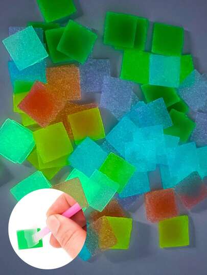 Kit de herramientas de diamantes de pintura de arcilla luminosa DIY, arcilla de punteado de colores, arcilla de silicona 5D, punteado cuadrado de diamantes de colores