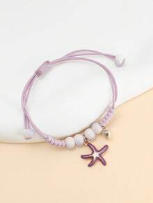 1pc Adjustable Woven Starfish Bracelet, Versatile Daily Wear, Friendship Gift For Women - Multicolor - View 5