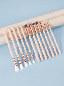 12支眼部化妆刷套装，木柄化妆刷，柔软自然，绽放眼影刷，眉刷，眼部和面部眼部精细美容工具。 - 彩色 - 查看 1