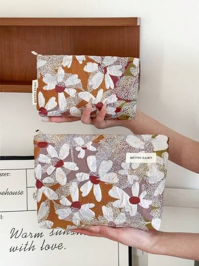 MEYOU FAIRY Makeup Bag, Portable Hand-Held Bag, Storage Bag, Toiletry Bag, Large Capacity Makeup Bag, Makeup Tissue Storage, Essential Travel Bag, Storage Bag, Women's And Girls' Sanitary Napkin Storage Bag, Student Pencil Case, Inner Bag, Zipper Pillow Bag, Square Bag, Large Makeup Bag