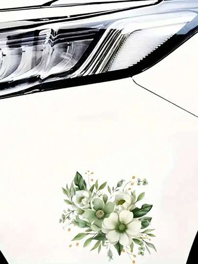 7-tums fantastisk grön blommig vinylklistermärke, lämplig för bil, bärbar dator, vattenflaska, lastbil, telefon, motorcykel, fönster, vägg och mugg