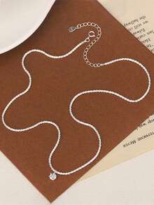 1pc S925 Sterling Silver Sparkling Olive Green Zirconia Pendant Necklace, Hypoallergenic Jewelry Gift Suitable For Wedding, Engagement, Birthday - Cauliflower Necklace - View 3