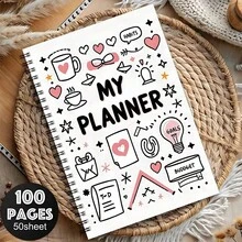 1pc 7-Day Undated Daily & Weekly Planner Notebook, With Spiral Binding, Hour Tracker, To-Do List, Meal & Hydration Tracker, Gratitude & Fitness Log, Efficient Time Management - A5 - View 9
