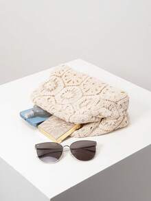 女士印花手拿包，波西米亚风夏季沙滩包，旅行必备度假配饰 - 杏色 - 查看 5