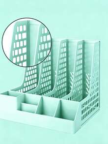 4-Grid Desk Organizer With Pen Holder - Fashionable Office Supplies And File Storage - Single Piece - View 10