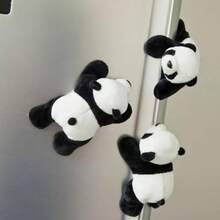 Cute Soft Plush Panda Magnet - Oval Fabric Whiteboard & Fridge Decor, Gifting And Organizing - WHITE - View 4
