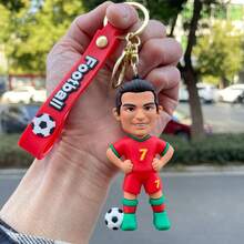 Football Star Keychain Accessory, Small Pendant, PVC Soft Rubber Bag Charm, Jersey Keychain - Multicolor - View 10