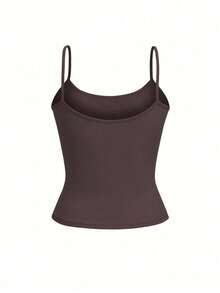 Vaiaye 女士时尚内衣风上衣，春夏条纹印花圆领修身休闲度假性感吊带背心，适合海滩度假和日常休闲穿着。 - 棕色 - 查看 4