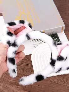 1个毛绒动物耳朵头箍，万圣节圣诞节假日主题派对动物服装头饰 - 彩色 - 查看 5