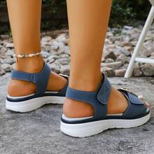 Elegant New Rhinestone Sandals, Women's Casual Fashion Versatile Flat Shoes, Sporty Thick Sole Beach Sandals - Baby Blue - View 7