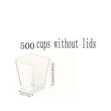 10/20/25/50/100pcs Set Transparent Angled Square Mini Dessert Cups With Spoons - Thick Plastic Small Drink Cups And Parfait Bowls, Stackable Reusable Ice Cream Cups, Suitable For Pudding, Party, Wedding, Tasting (3oz Capacity, With Spoons) - Clear - View 15