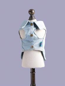 1pc Pet Clothes, Dog/Cat Jacket Coat, Small Dog Outfit, Dirt-Resistant Durable Wear, Spring/Summer New Arrival, All Season - American Flag Jacket - Blue - View 6