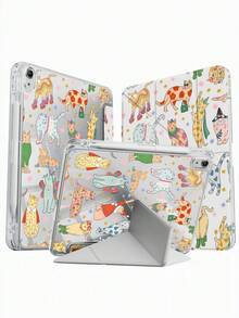 Ốp lưng hai mặt bằng acrylic trong suốt hình mèo, hoa văn hoạt hình dễ thương, chống sốc, phù hợp với iPad thế hệ thứ 7, 8, 10 (10.2 inch), có khe cắm bút cảm ứng, hỗ trợ chức năng bật/tắt màn hình, là lựa chọn quà tặng lý tưởng. - Nhiều màu - Xem 5